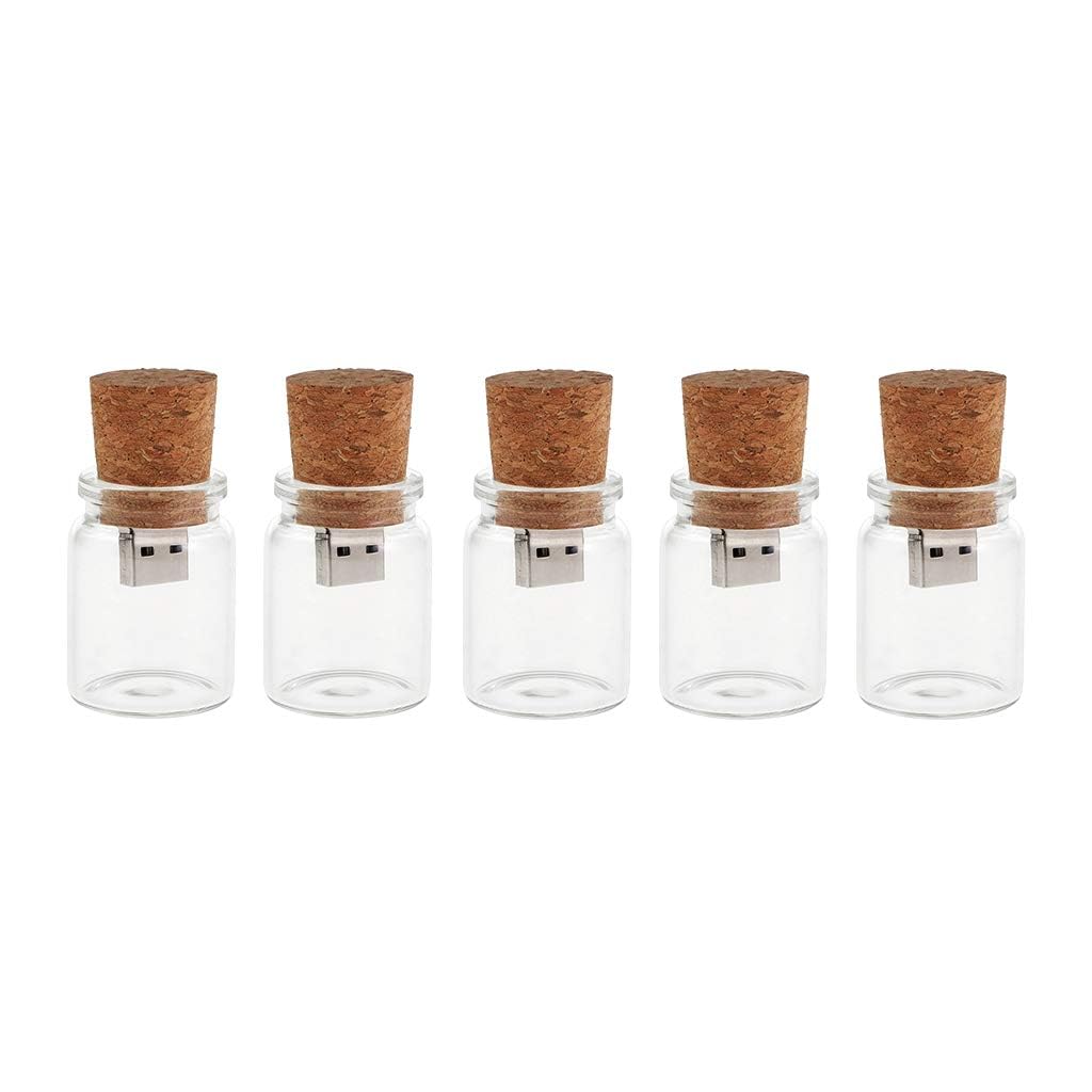 Hsthe Sea 5 PACK 8GB Cute Flash Drive USB 2.0 Storage Jars Unique Box Glass Jar Bottle and Cork Memory Stick Pen Drive Wedding Gift Electronics Fancy Pendrive