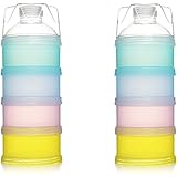 Yafeco 2Pcs Stackable Formula Dispenser Bap Free,Detachable Design with Four Folds Baby Feeding Travel Snack Storage Containe