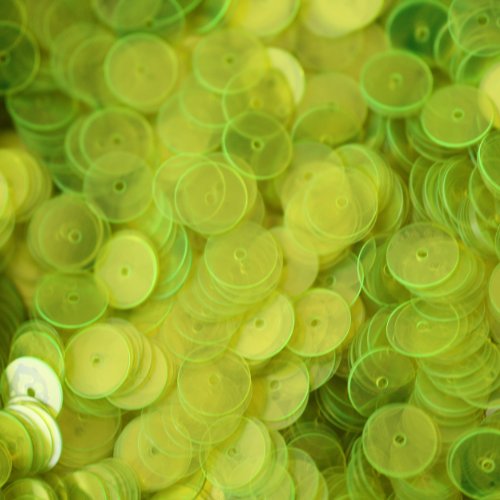 3mm Flat Round SEQUIN PAILLETTES ~ Transparent Fluorescent Yellow See-thru ~ Loose sequins for embroidery, bridal, applique, arts, crafts, and embellishment. Made in USA.