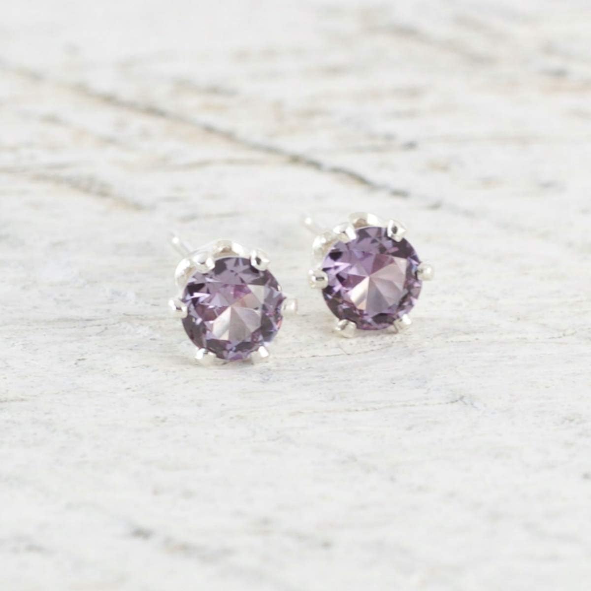 Lab Created Alexandrite 4mm Sterling Silver Stud Earrings Color Changing June Birthday Gift