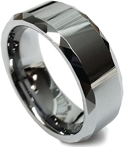 8mm Wedding Rings for Women Mens Wedding Bands Tungsten Carbide Facet Cut Edge