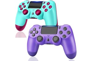 GenGeLy Control for PS4 Controller 2 Pack, Gaming Remote for Playstation 4 Controller with Precise Joystick/Vibration, New Wireless Modded Gamepad for PS4/Slim/Pro/PC,(Berry Blue and Purple)