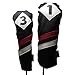 Majek Retro Golf Headcovers Black Red and White Vintage Leather Style 1 & 3 Driver and Fairway Head Cover Fits 460cc Drivers Classic Look