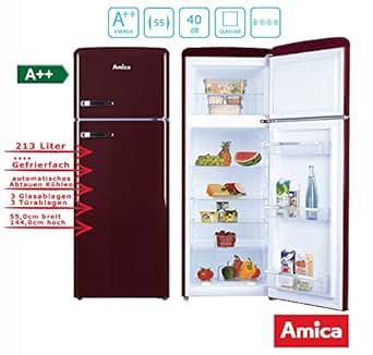 Amica Retro Nevera/Congelador Vino Rojo KGC 15631 R A + + 213 L, con