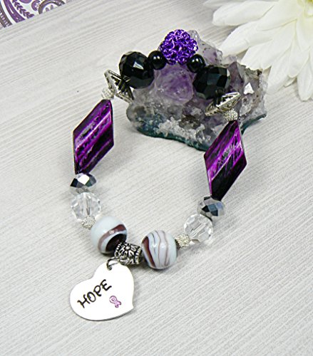 Purple Awareness Ribbon Bracelet, Hope Bracelet