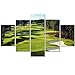 VIIVEI Green Grass Golf Course Field Wall Art Canvas Prints Art Home Decor for Living Room Modern Pictures Pictures 5 Panel Large HD Printed Painting Framed Ready to Hang