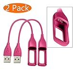 Fitbit Flex Charger, KingAcc Replacement USB Charging Cable Cord Charger Cradle Dock Adapter for Fitbit Flex, Fitbit Flex 1, Fitness Wristband Smart Watch (0.66Foot, 2-Pack, Rose)