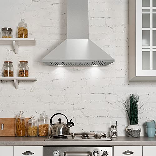 COSMO COS6324EWH Wall Mount Range Hood, ChimneyStyle Over Stove Vent