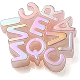 DanLingJewelry 100Pcs Random Pink Acrylic Letter Beads Large Hole UV Plating Iridescent Alphabet A~Z Beads for Jewelry Making DIY Necklace