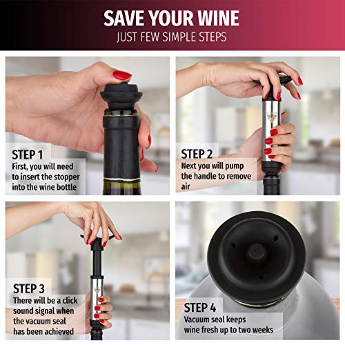 VINABON Wine Preserver Pump New 2019 Model - Wine Saver - Wine Pump - Wine Preserver Vacuum Pump - Wine Vacuum Pump Saver - Wine Bottle Sealer Pump with Vacuum Wine Stoppers - Vacuum Wine Saver Pump