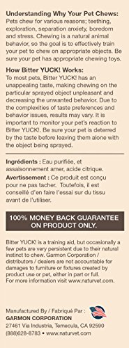 NaturVet Bitter Yuck! No Chew Spray for Dogs and Cats, 16 oz Liquid , Made in USA