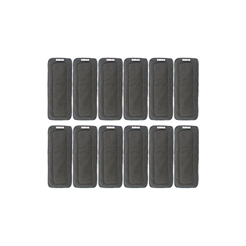 AlVABABY Charcoal Bamboo Inserts Cloth Diaper Liner,5-Layer Inserts,Reusable Liners for Baby Cloth Diapers 12pcs 12ZTN