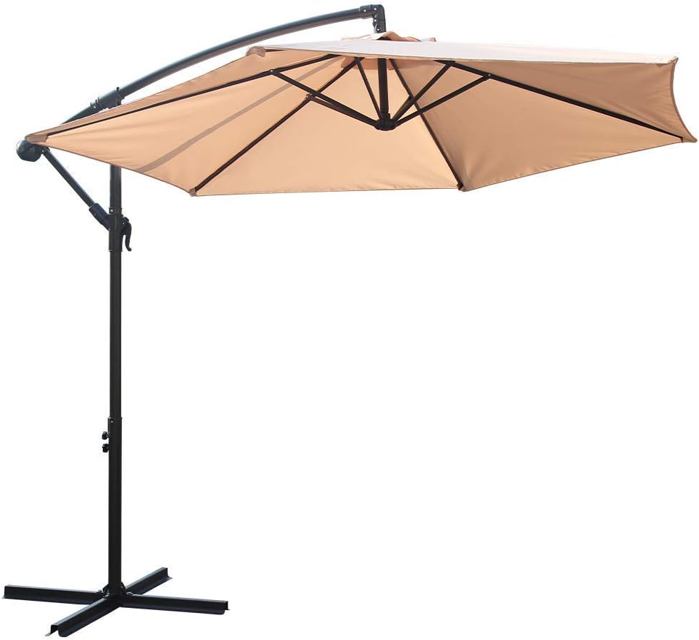 Amazon Com Bali Outdoors Patio Cantilever Umbrella Patio Umbrellas 9ft Offset Steel Hanging Outdoor Umbrellas Beige Garden Outdoor