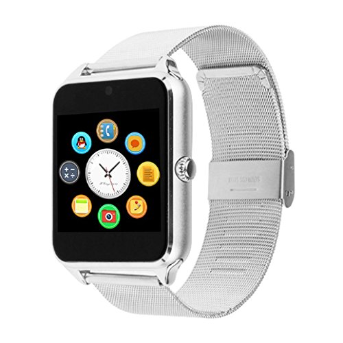 Bluetooth Touch Screen Smart Watch, Beafup Stainless Steel Wristwatch with Camera/SIM Card Slot Call SMS Remind Sleep Monitor Pedometer Support SIM TF Card for iOS and Android (Silver Metal) Bluetooth Touch Screen Smart Watch, Beafup Stainless Steel Wristwatch with Camera/SIM Card Slot Call SMS Remind Sleep Monitor Pedometer Support SIM TF Card for iOS and Android (Silver Metal)