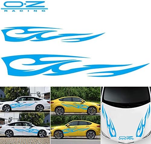 LOVFASHION 1 Set Car Body Side Truck Decal Vinyl Flame Graphics Racing Stripes Sticker Universal (Red), 5Pcs (Blue)