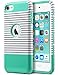 ULAK iPod Touch 7 Case, iPod Touch 6 Case, Slim Fit Dual Layer Hard PC Back+TPU Shockproof Interior Protective Case Cover for Apple iPod Touch 5th/6th/7th Generation, Minimal Mint Stripes
