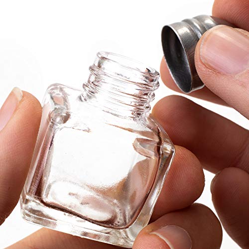 12-pack of Mini Spice Shakers, Salt & Pepper, Spices, Seasonings - 1" x 1.5" Stainless Steel Top & Glass Cube Body Jars - Holds .5oz - Small, Personal, Travel Restaurant & Home Kitchen Supplies