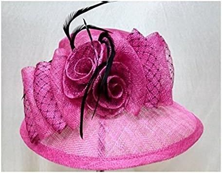 Breathable Linen Cap Sun Hat Fashion Flowers Plum Red Double Edge
