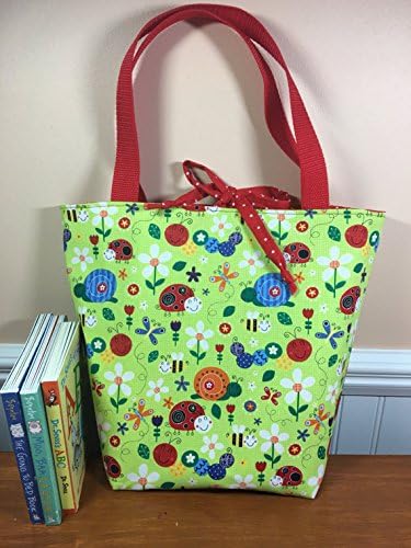 Lady Bugs, Snails and Caterpillars Reversible Tote Bag, Kids Tote Bag, Book Bag