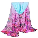 Datework Women Long Soft Wrap Shawl Chiffon Scarf (Blue)