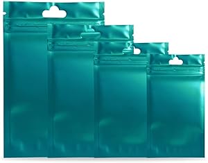 100 Pcs Aluminum Foil Bags Clear Zipper Pouches Ziplock Bags Hang Hole Heat Seal Pouch Bulk Food Storage Coffee Tea Candy Smell Proof (Matte Translucent Blue, 9x15cm (3.5x6") Thickness: 3 MIL)