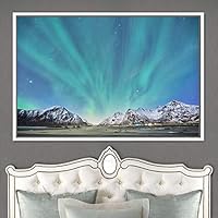 Framed Canvas Wall Art Dayspring Astronomy & Space Contemporary Cosmic Dramatic Green Group Photography Realism - 16x24 inches