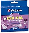 Verbatim DVD+R DL AZO 8.5GB 8x-10x Branded Double Layer Recordable Disc, 5-Disc Slim Case 95311