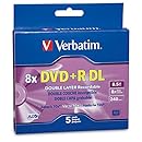 Verbatim DVD+R DL AZO 8.5GB 8x-10x Branded Double Layer Recordable Disc, 5-Disc Slim Case 95311