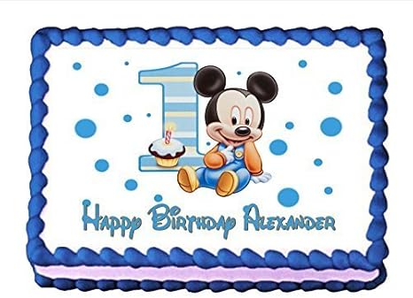 Edible Cake Topper Baby Mickey Mouse Baby S 1st Birthday By Cake Images Amazon Co Uk Home Kitchen