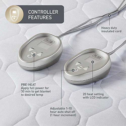 Premium Electric Heated Mattress Pad King Size Dual Control | Quilted Cotton Top Bed Warmer with 20 Heat Setting & Auto Shut Off |Relieve Sore Muscles/Joints - Thumbnail 5