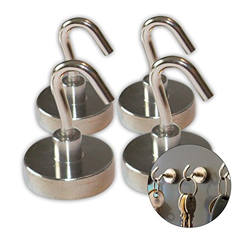 Click Here to See More Images Go Magnet Hook | 4 Pcs Strong Heavy Duty Lightweight Neodymium Magnetic Hook Set | Safe Multifunction Able to Hold 8.8 lbs Applicable to All Magnetic Surfaces | 1309.2