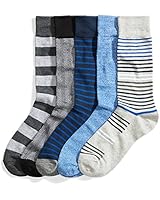 Goodthreads Men's 5-Pack Patterned Socks, Assorted Cobalt, Shoe Size: 8-12
