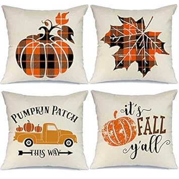 plaid pumpkin throw pillows