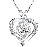 All Moissanite Heart Necklaces with Lettter, Forever Love Gifts 18k Gold Plated S925 Sterling Sliver Infinity Heart Jewelry for Women 18+2inches
