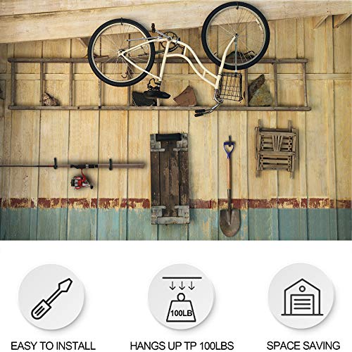 KURUI Bike Hooks for Ceiling, 8 Pack Heavy Duty Garage Bike Hooks Made