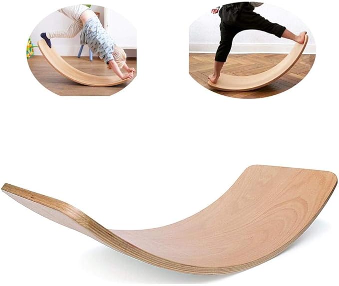 Wooden Balance Board, NonFading Beech Balance Board Nonslip Curvy