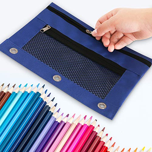 Board2by Binder Pencil Pouch 3 Ring, 12 Pack Clear Mesh Pencil Case