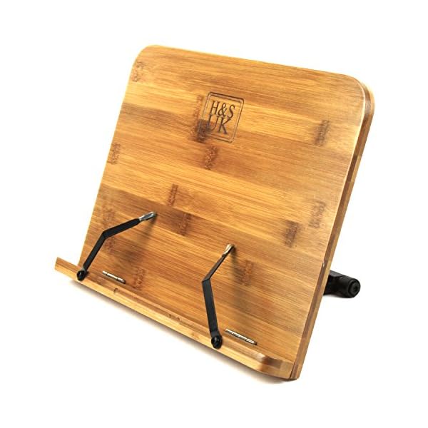 HS-Book-Stand-Bamboo-Recipe-Cookbook-Holder-Stand-Kitchen-Adjustable-Bookrest-Reading-Rest H&S Book Stand Bamboo Recipe Cookbook Holder Stand Kitchen Adjustable Bookrest Reading Rest