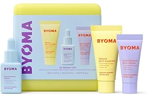 BYOMA So Bright Set - Barrier Repair Skincare Set for Brighter Skin - Creamy Jelly Cleanser, Brightening Face Serum & Ceramide Face Moisturizer - Alcohol Free Skin Care - 30ml, 15ml, 15ml