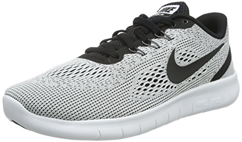 Nike Youth Free RN Running Shoes-White/Black-7