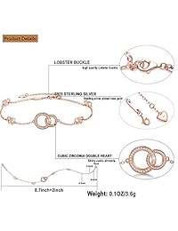 DESIMTION Mother Daughter Heart Mom 925 Sterling Silver Anklet Bracelet Adjustable Large Bracelet, for Women Girls