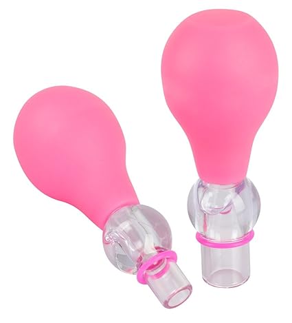 ORION Nippelsauger Nipple Kiss - 2 Nippelpumpen mit 8 Fixierungs-Ringen im Set, Nippelsauger mit Pumpball für Frauen und Männ