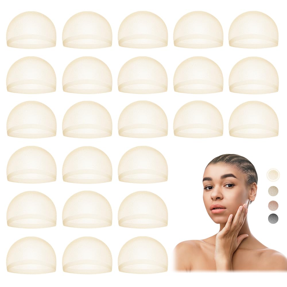 MYKURS HD Wig Cap for Women, Transparent Wig Cap for Lace Front, Beige 24 PCS
