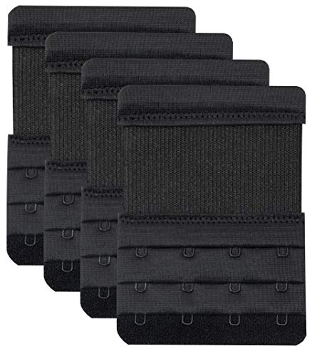 Bra Extender 4 Hook,Stretchy Soft and Comfortable Bra Strap Extender - 4 pcs Pack (Black) - Thumbnail 6