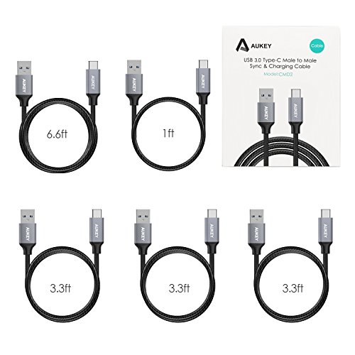 AUKEY-USB-C-Cable-Braided-USB-C-to-USB-30-Cable-Fast-Charge-3ft-x3-6ft-1ft-5-Pack-for-Samsung-S8-Note-8-LG-V20-G6-G5-Google-Pixel-22-XL-HTC-10