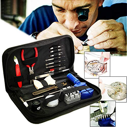 20PCS Watch Repair Kit Watch Disassembly Tool Professional Watch Repair Kit Tool Set with Carrying Case (Black)