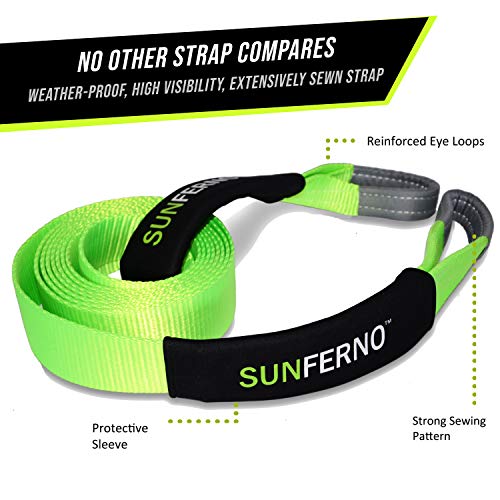 Sunferno Recovery Tow Strap 35000lb Break Strength - Lab Tested Heavy Duty 3"x20' Winch Snatch Straps - Recover Your Vehicle Stuck in Mud/Snow - Protective Loops - Off Road Towing Rope Truck Accessory - Image 3