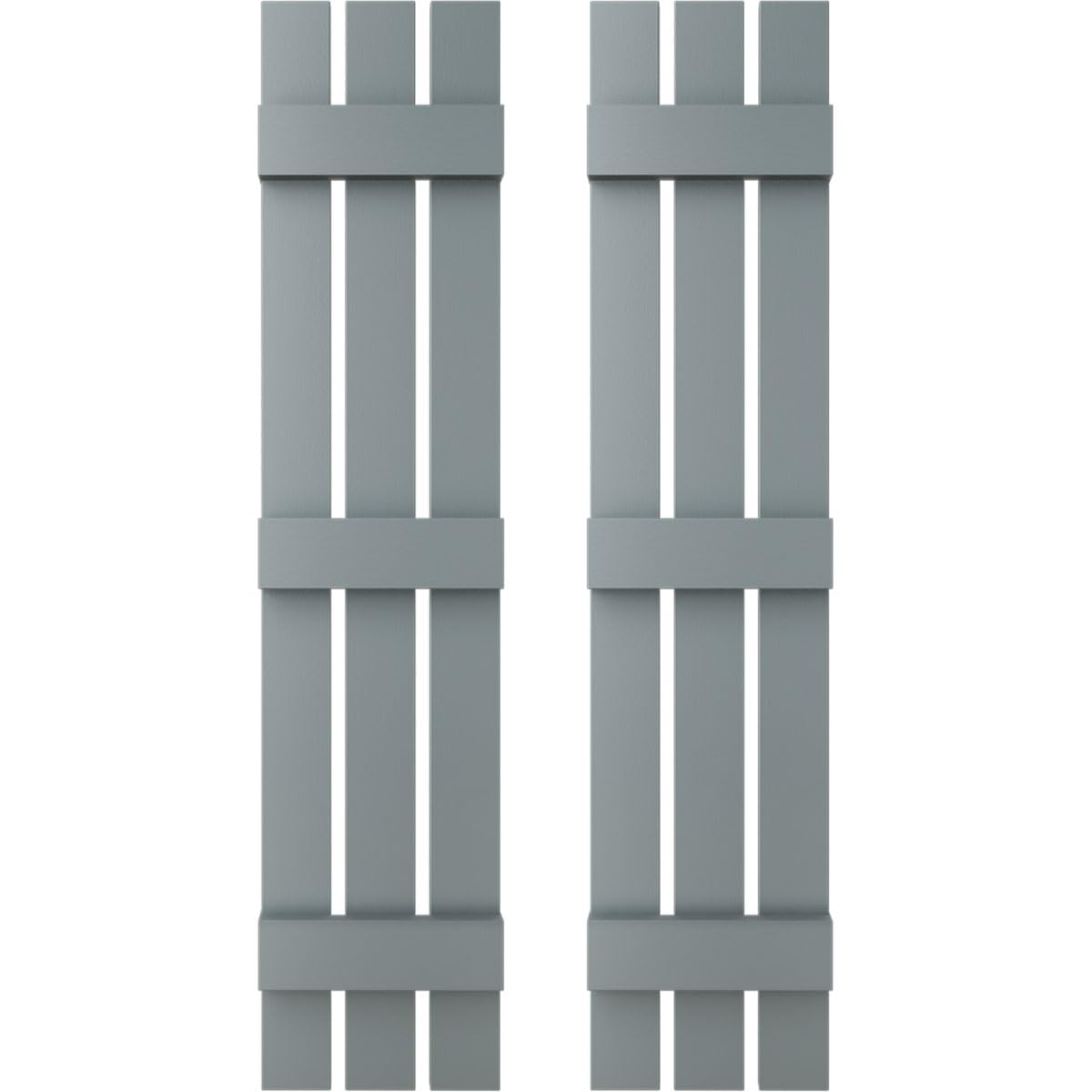 Photo 1 of 12 in. W x 59 in. H Builders Edge, Standard Three Board Spaced, Board-n-Batten Shutters, Includes Matching Installation Spikes (Per Pair), 419 - Storm Cloud