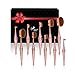 Beauty Kate Oval Makeup Brush Set Diamond Mermaid Toothbrush Makeup Brushes 10pcs Cosmetics Brushes Set (Rose Gold) - Professional Concealer Brush Foundation Brush