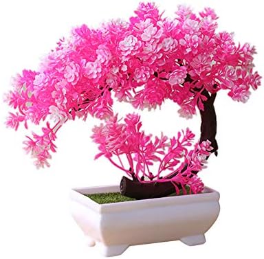 yongqxxkj Simulation Fake Potted Bonsai Tree Artificial Plant Desk Ornament Home Decor - Pink